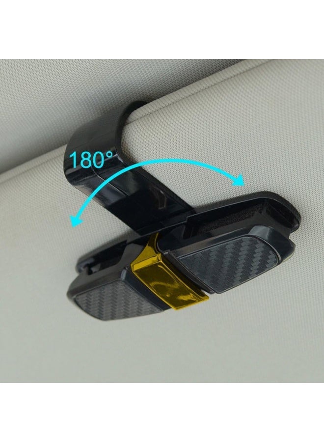 2 Pack Glasses Holders for Car Sun Visor, Glasses Holder Clip with Rhinestones Crystal Fashion Biling Sunglass Eyeglass Mount Hanger (Gold) - Image 2
